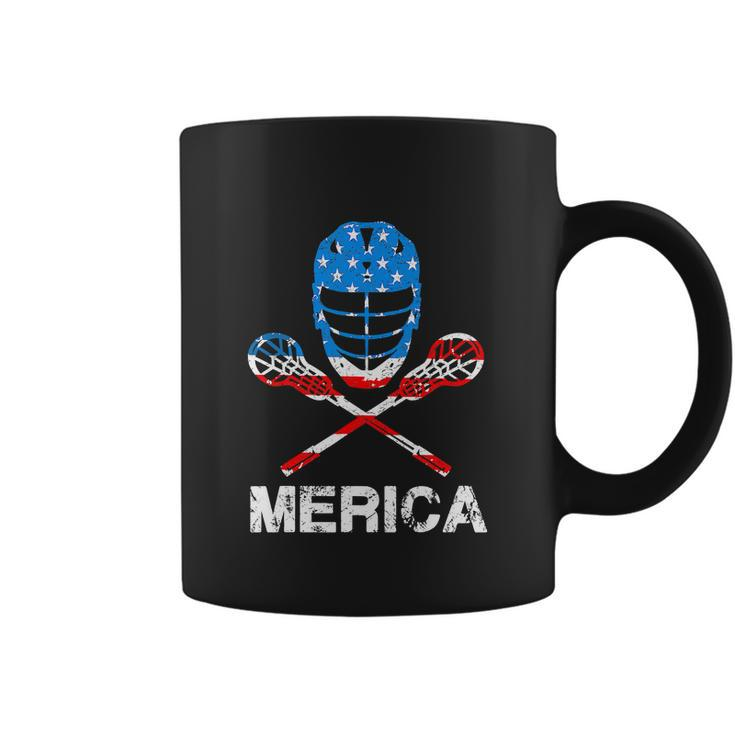 4Th Of July Merica Lacrosse American Flag Coffee Mug
