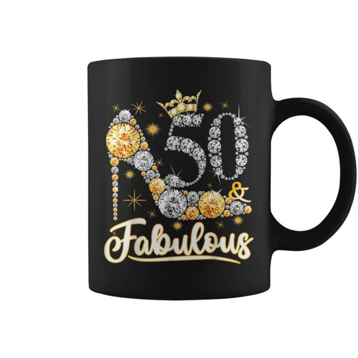 50 & Fabulous 50 Years Old 50Th Birthday Diamond Crown Shoes  V2 Coffee Mug