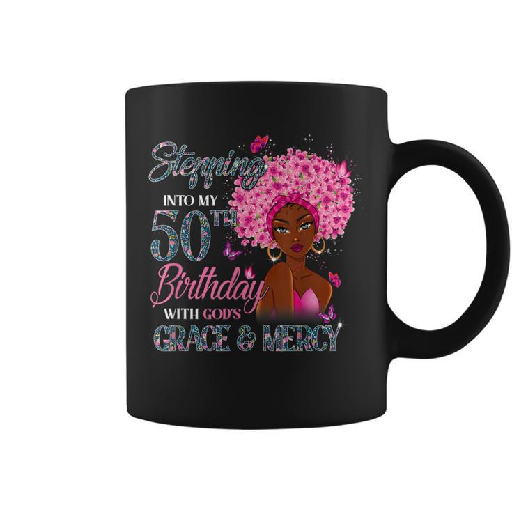 50Th Birthday Squad Stepping Into 50 Years Old Black Womens  Coffee Mug