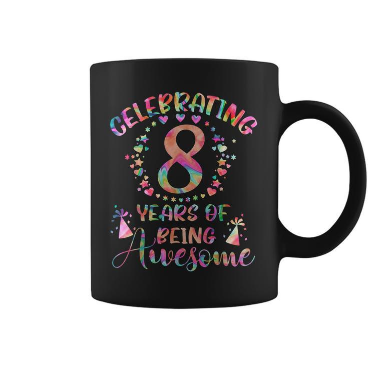 8 Years Of Being Awesome 8 Years Old 8Th Birthday Tie Dye  Coffee Mug