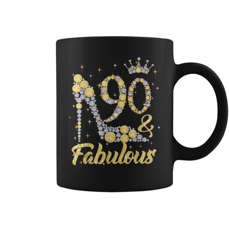 90 & Fabulous 90 Years Old 90Th Birthday Diamond Crown Shoes  Coffee Mug