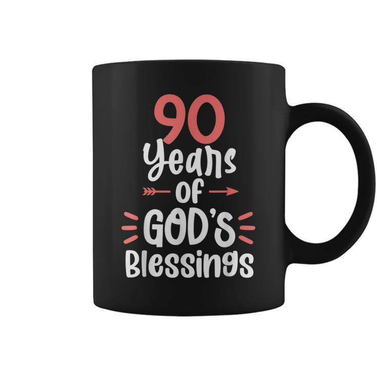 90 Years Of Gods Blessings 90 Year Old Happy 90Th Birthday  Coffee Mug