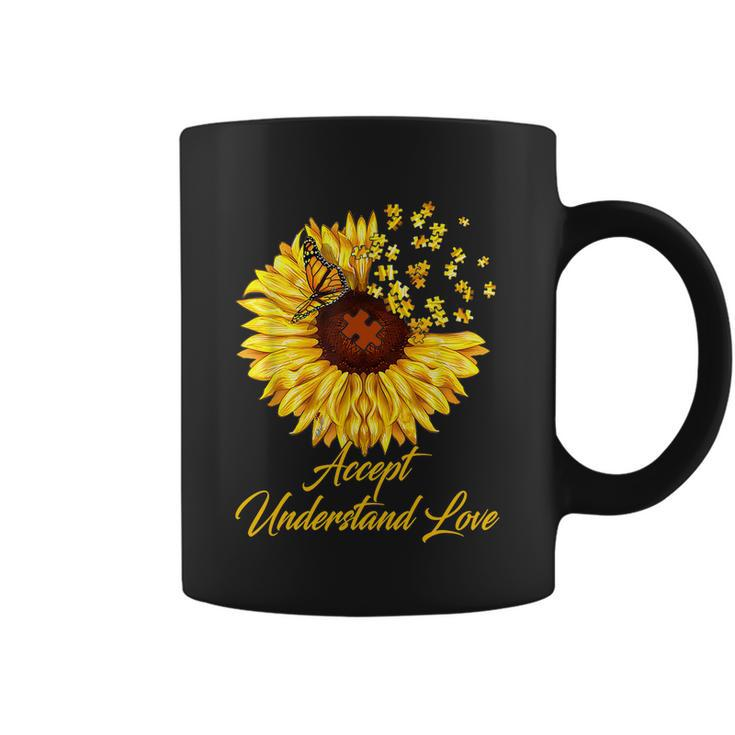 Accept Understand Love Sunflower Autism Tshirt Coffee Mug