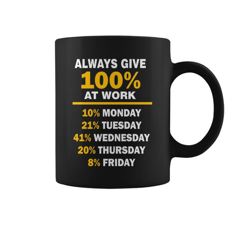 Always Give A 100 At Work Funny Tshirt Coffee Mug