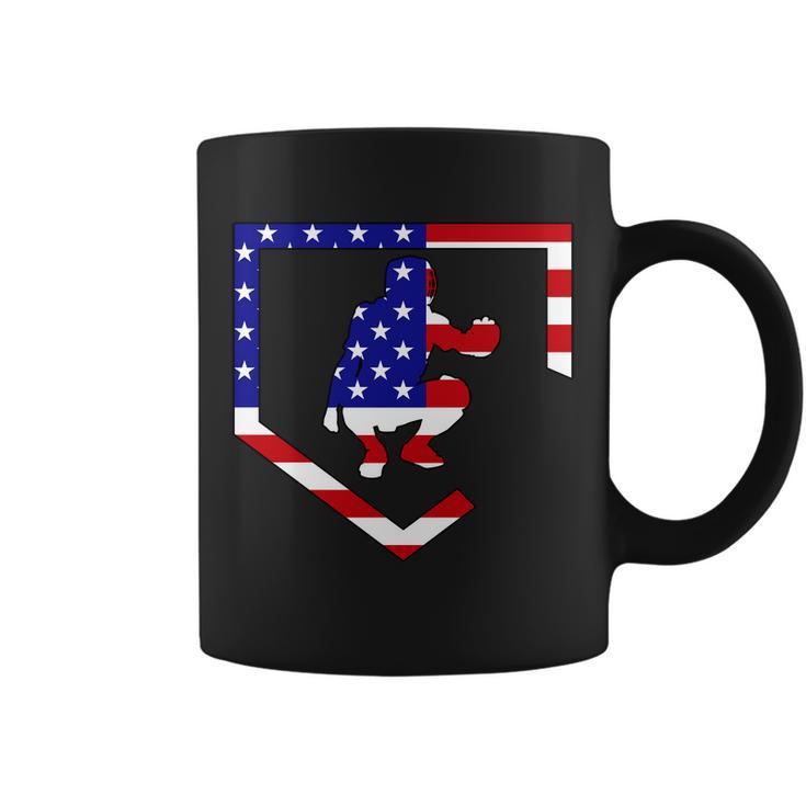 American Baseball Catcher Flag Tshirt Coffee Mug