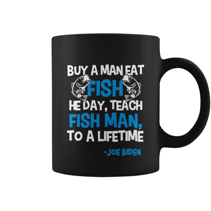 Anti Biden Political Impeach Biden Buy A Man Eat Fish Funny Coffee Mug