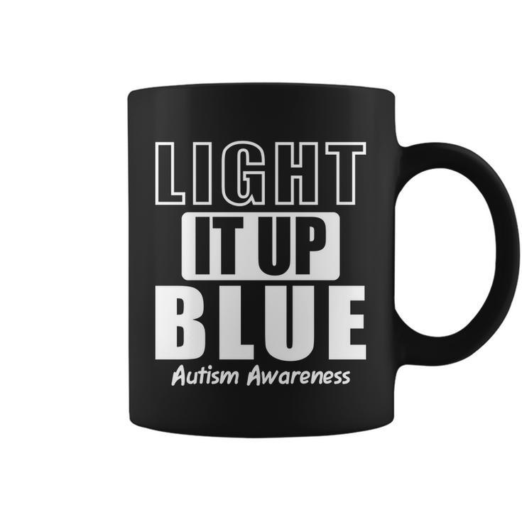 Autism Awareness Light It Up Blue Text Logo Coffee Mug