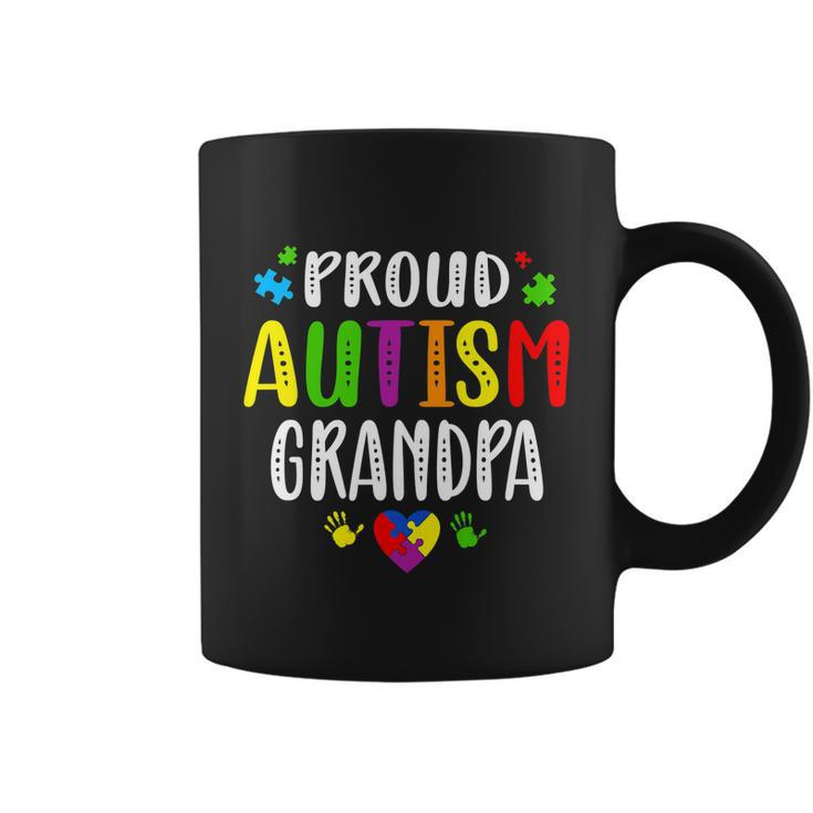 Autism Awareness Proud Autism Grandpa Hand Heart Puzzle Men Tshirt Coffee Mug