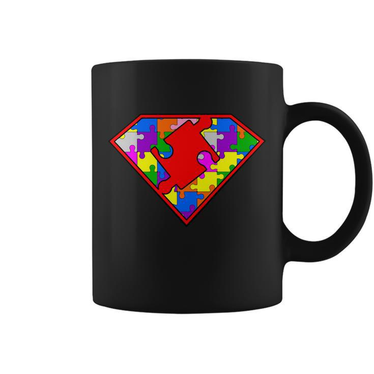 Autism Superhero Puzzle Crest Tshirt Coffee Mug