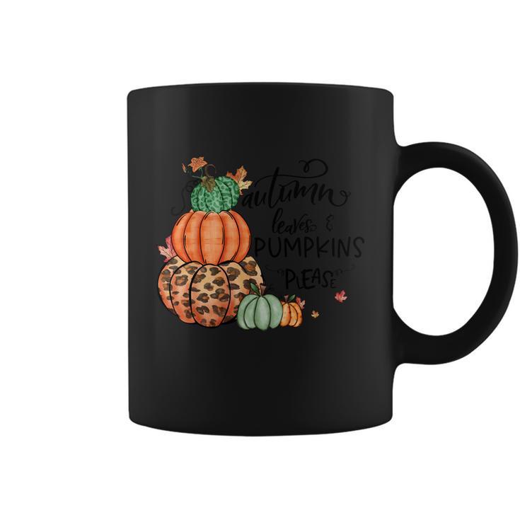 Autumn Leaves Pumpkins Please Thanksgiving Quote V2 Coffee Mug