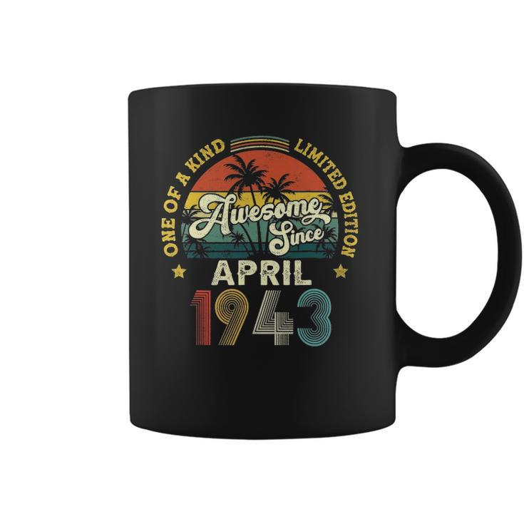 Awesome Since April 1943 Vintage 80Th Birthday For Men Women Coffee Mug
