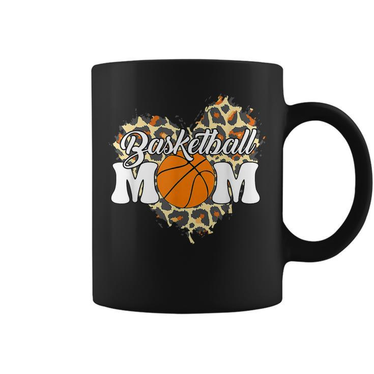 Basketball Mom Mothers Day Leopard Heart Baket Mom  Coffee Mug
