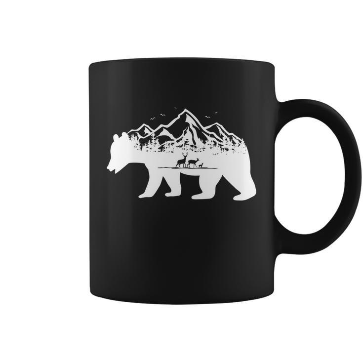 Bear Mountains With Deer Family Nature Fan Coffee Mug