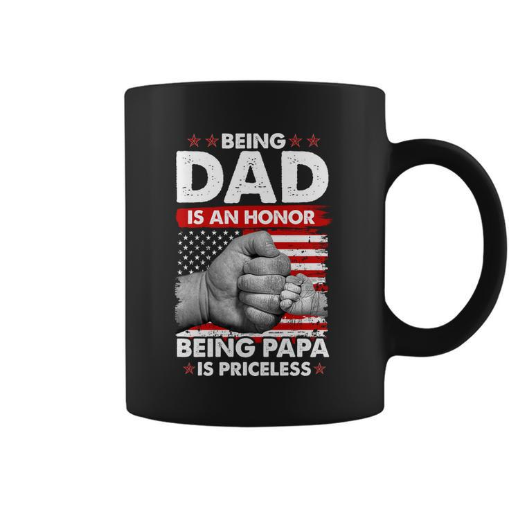 Being Dad Is An Honor Being Papa Is Priceless Usa American Flag Coffee Mug