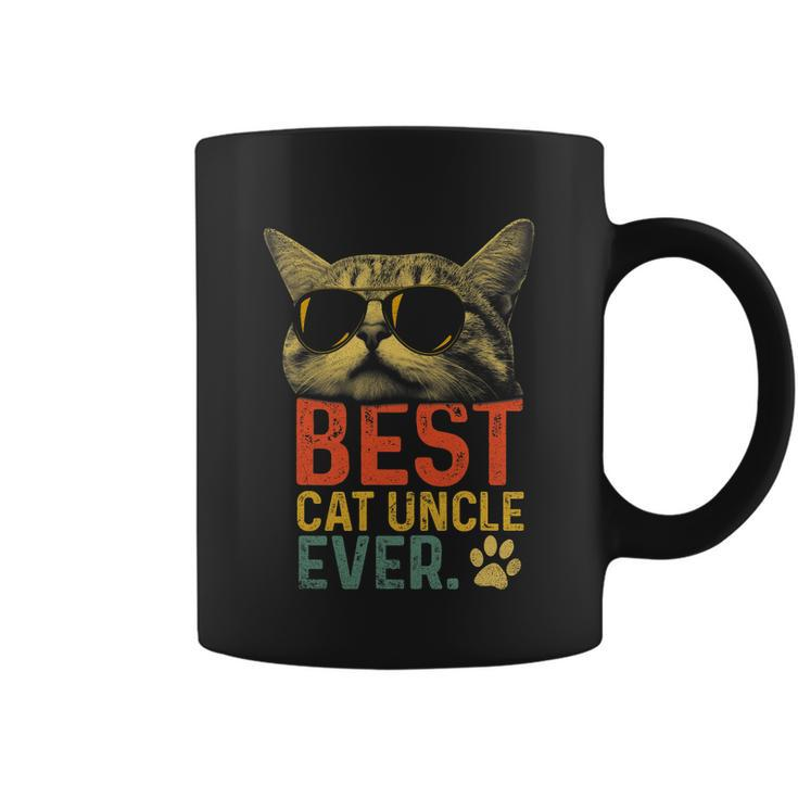 Best Cat Uncle Ever Vintage Cat Lover Cool Sunglasses Funny Coffee Mug