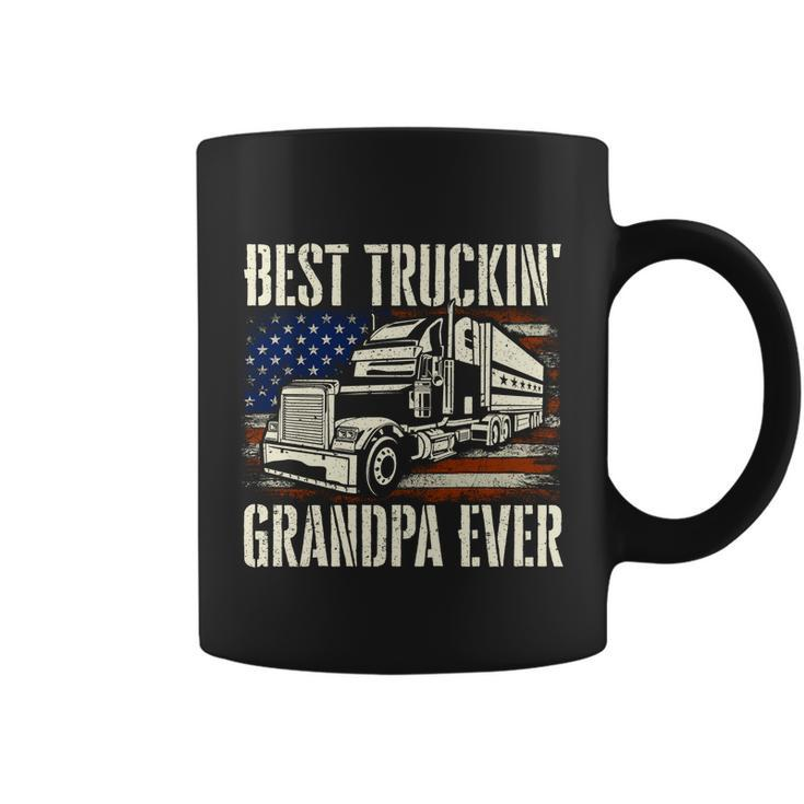 Best Truckin Grandpa Gift Big Rig Semi Truck Driver Trucker Gift Coffee Mug