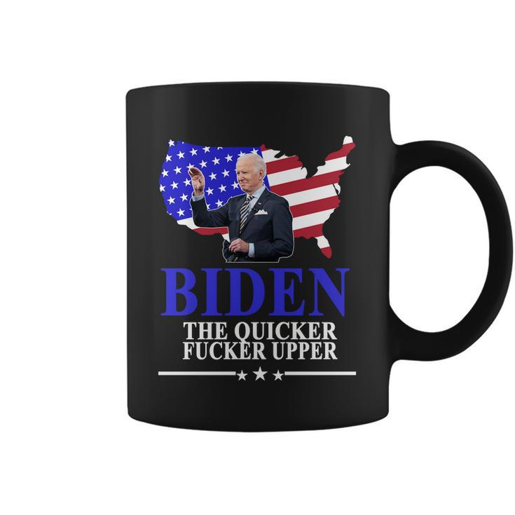 Biden The Quicker Fucker Upper American Flag Design Coffee Mug