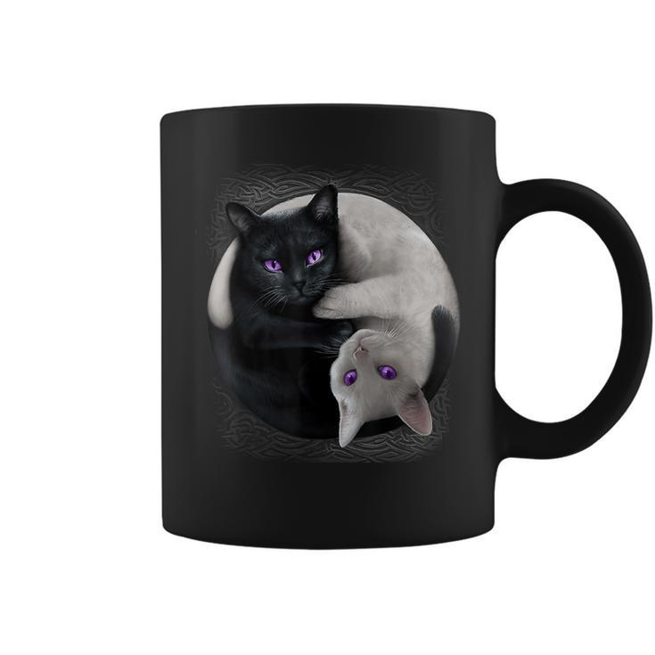 Black Cat And White Cat Yin And Yang Halloween For Men Women  Coffee Mug