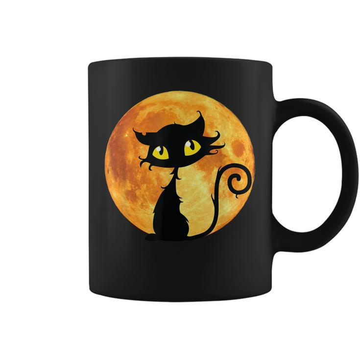 Black Cat Full Moon Halloween Cool Funny Ideas For Holidays  Coffee Mug