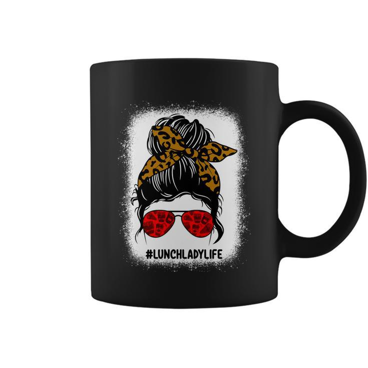 Bleached Lunch Lady Messy Bun Hair Leopard Print Sunglasses Cool Gift Coffee Mug