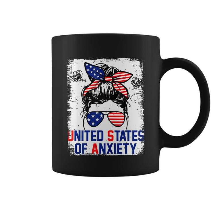 Bleached Messy Bun Funny Patriotic United States Anxiety Coffee Mug