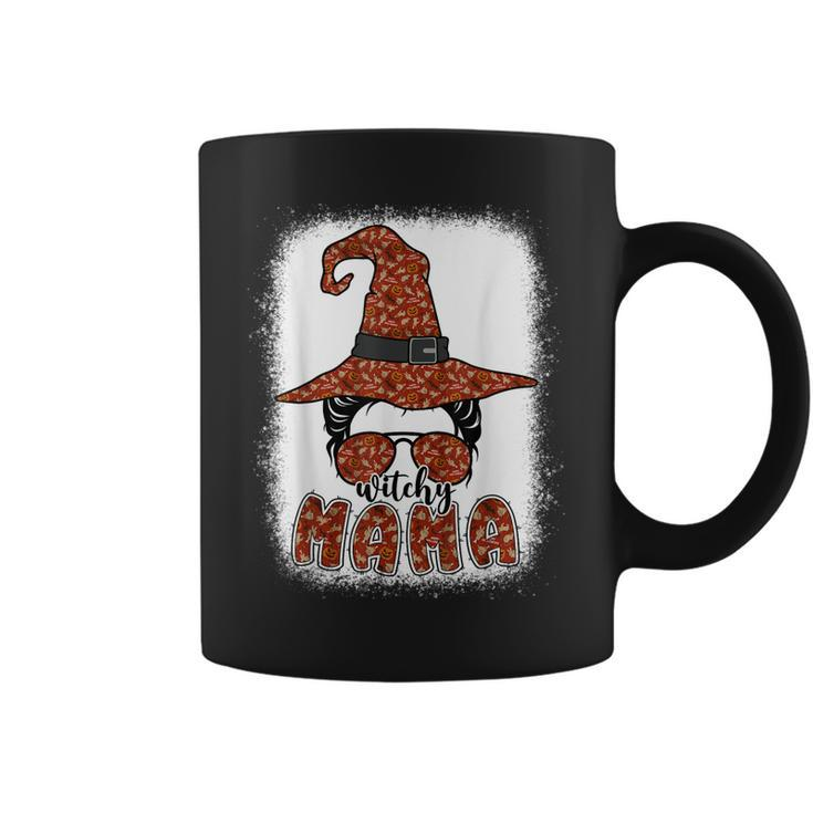 Bleached Witchy Mama Halloween Messy Bun Witch Mom Spooky  Coffee Mug