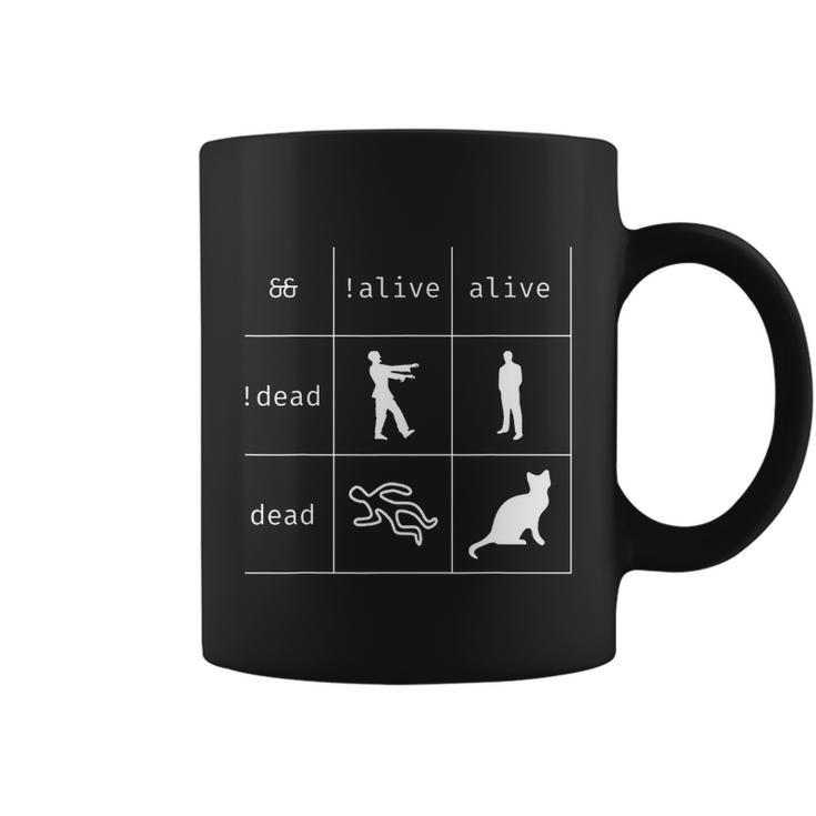 Boolean Logic Alive And Dead Funny Programmer Cat Tshirt Coffee Mug
