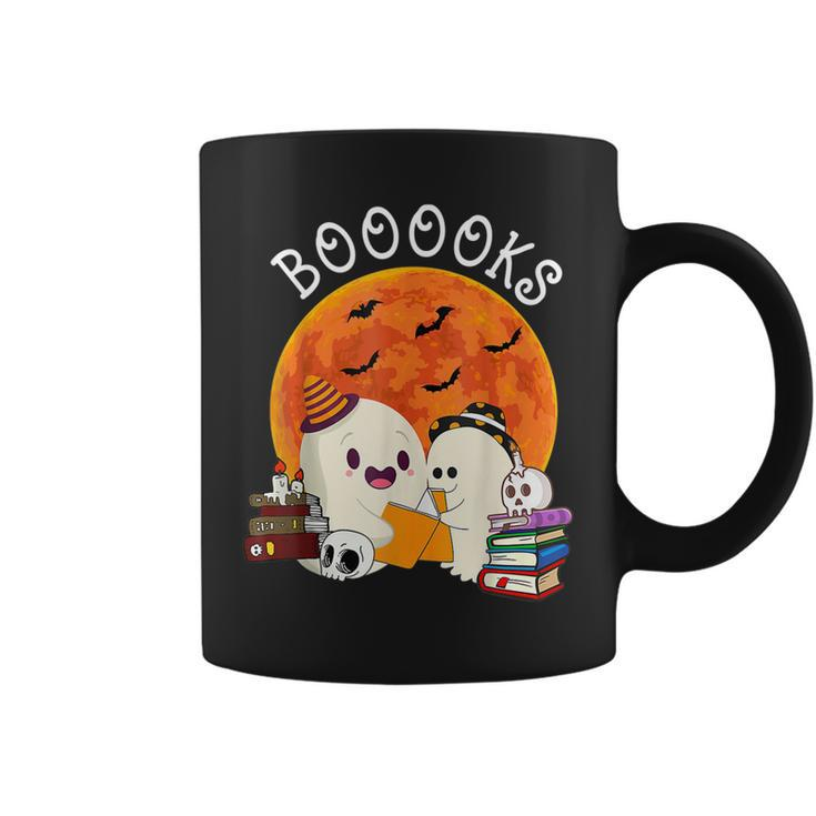 Booooks Ghost Boo Read Book Library Moon Halloween Boy Girl Coffee Mug