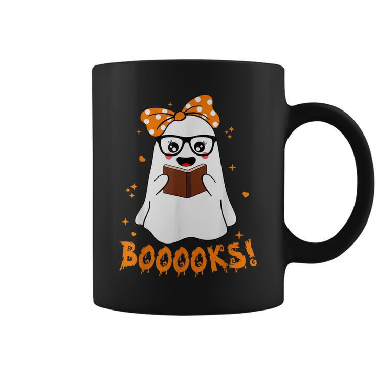 Booooks Ghost Funny Boo Read Books Lover Library Halloween Coffee Mug
