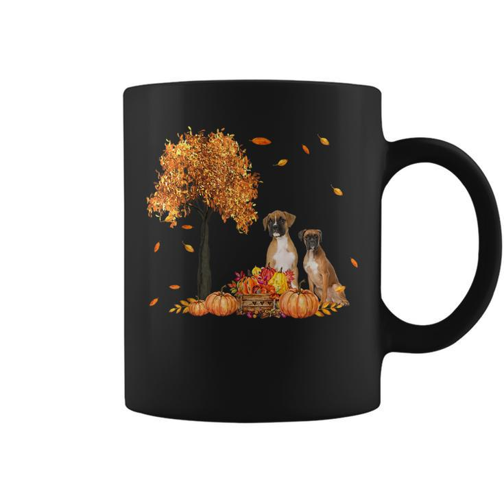 Boxer Autumn Leaf Fall Dog Lover Thanksgiving Halloween  Coffee Mug