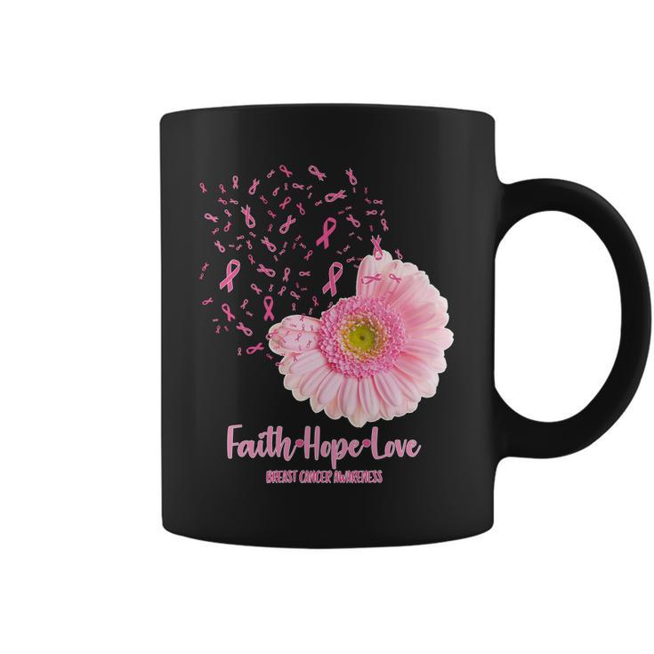 Breast Cancer Awareness Flowers Ribbons Coffee Mug