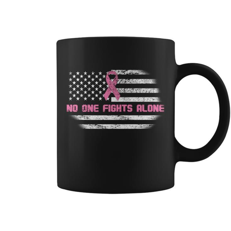 Breast Cancer Flag No One Fights Alone Tshirt Coffee Mug