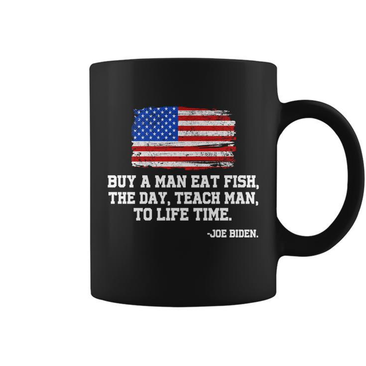 Buy A Man Eat Fish Joe Biden Usa American Flag Tshirt Coffee Mug