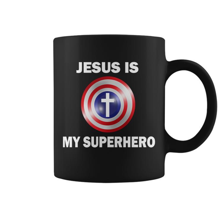 Captain Jesus Is My Superhero Cross Logo Coffee Mug