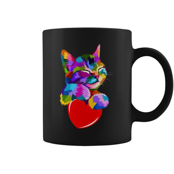 Colorful Cat Full Of Love Kitten Lovers Coffee Mug