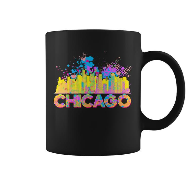 Colorful Chicago Skyline Paint Coffee Mug