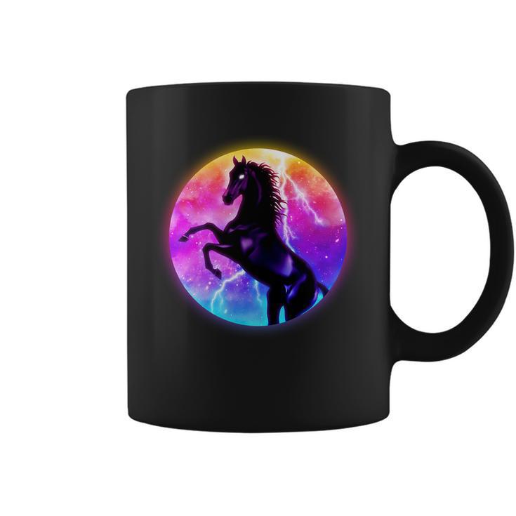 Colorful Retro 80S Eighties Lightning Galaxy Horse Coffee Mug