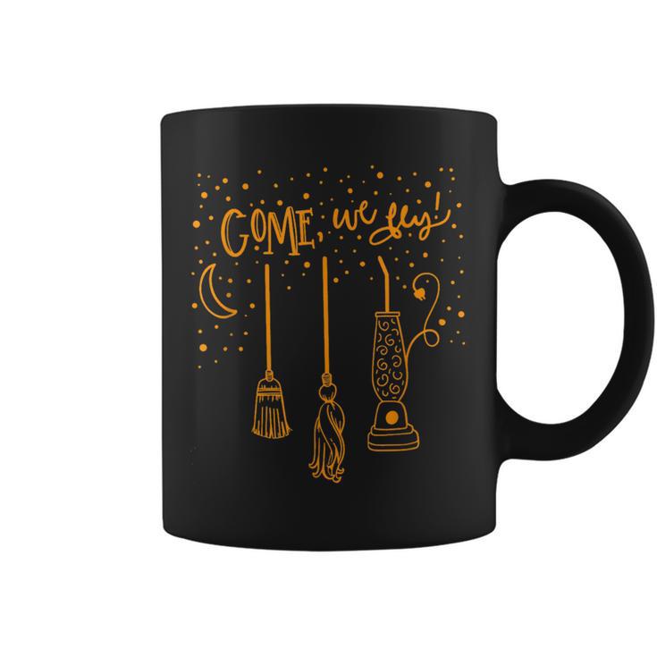 Come We Fly Witch Mop Broom Vacuum Flying Halloween Night  Coffee Mug