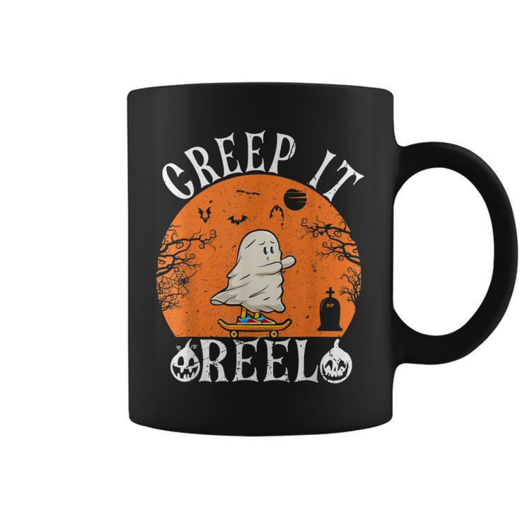 Creep It Real Ghost Men Skateboarding Halloween Fall Season  Coffee Mug