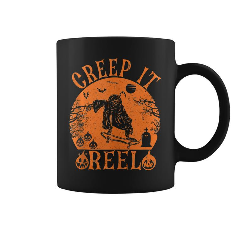 Creep It Real Ghost Men Skater Halloween Fall Season  Coffee Mug