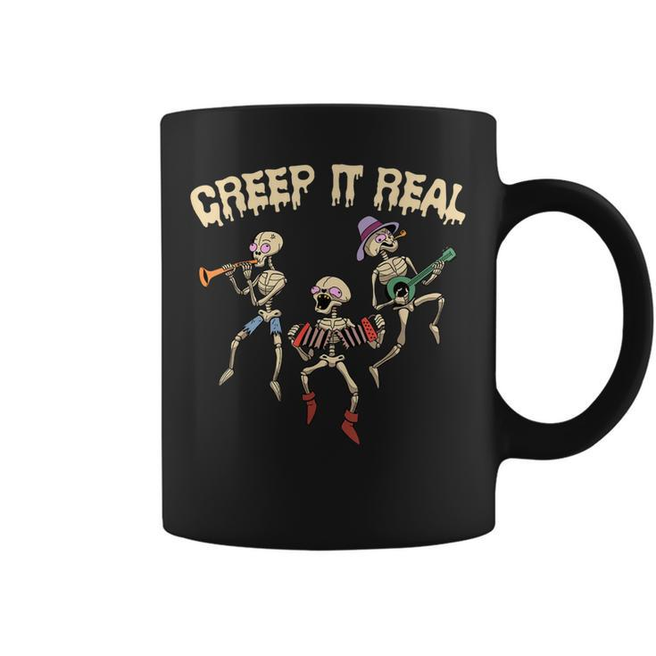 Creep It Real Skeleton Playing Music Funny Halloween  Coffee Mug