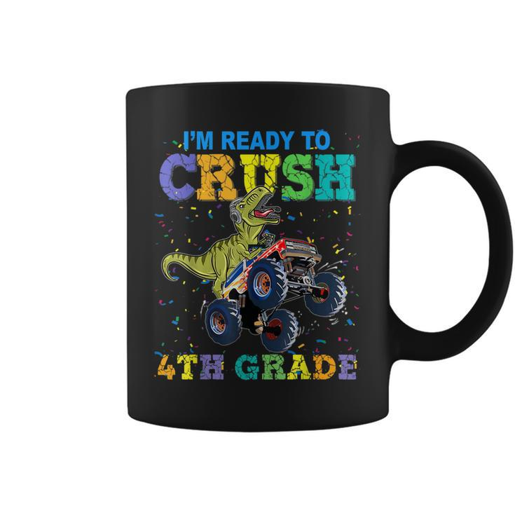 Crush 4Th Grade Dinosaur Monster Truck Back To School Boys  Coffee Mug