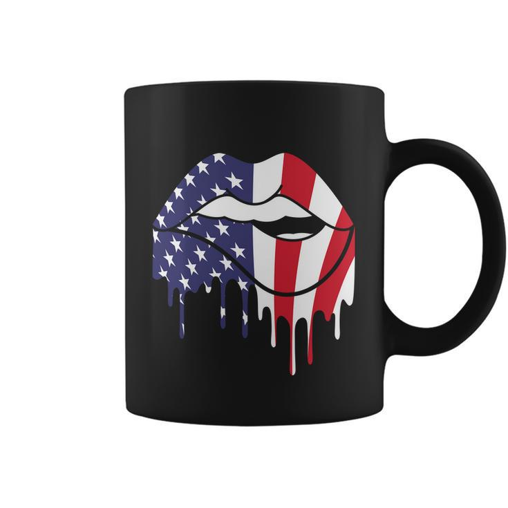 Cute Dripping Lips 4Th Of July Usa Flag Graphic Plus Size Coffee Mug