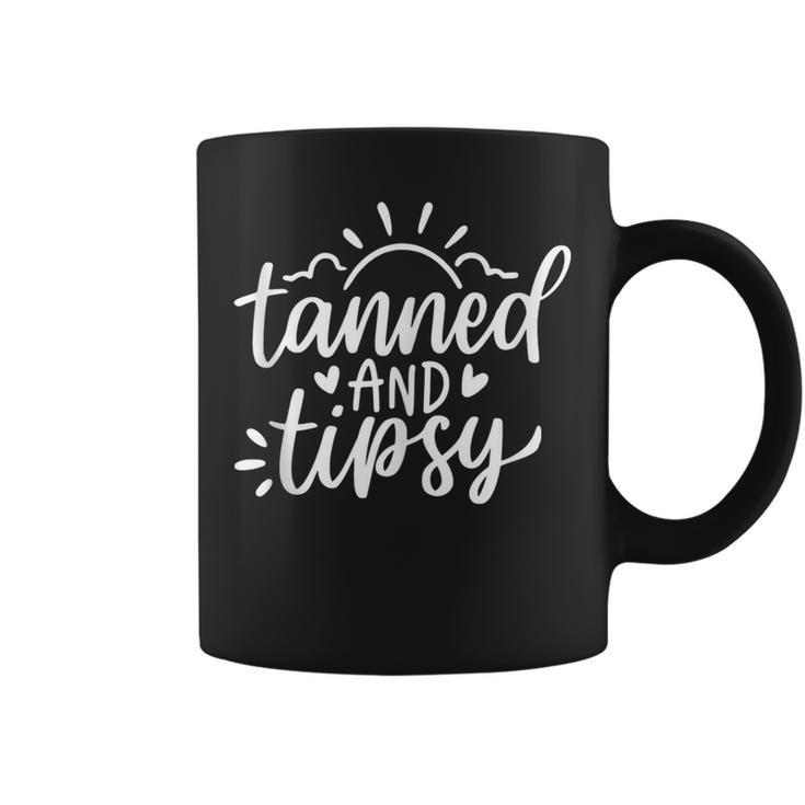 Cute Summer Tanned And Tipsy Funny Salty Beaches Girls Trip  Coffee Mug