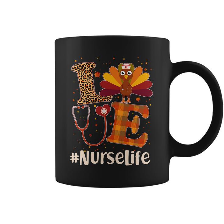 Cute Thanksgiving Nurselife Fall Patterns Nurse Turkey Tshirt Coffee Mug