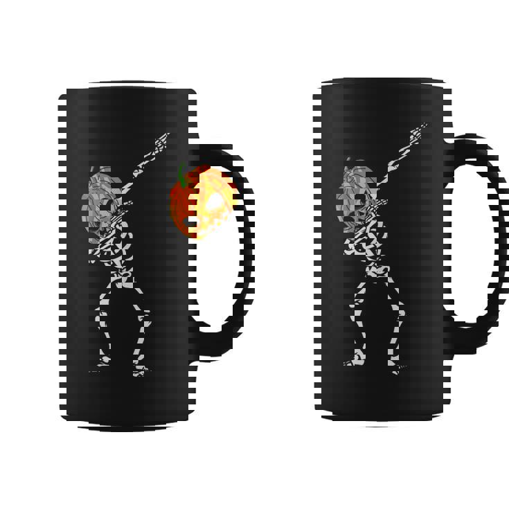Dabbing Skeleton Pumpkin Head - Halloween Dancing Skeleton Coffee Mug