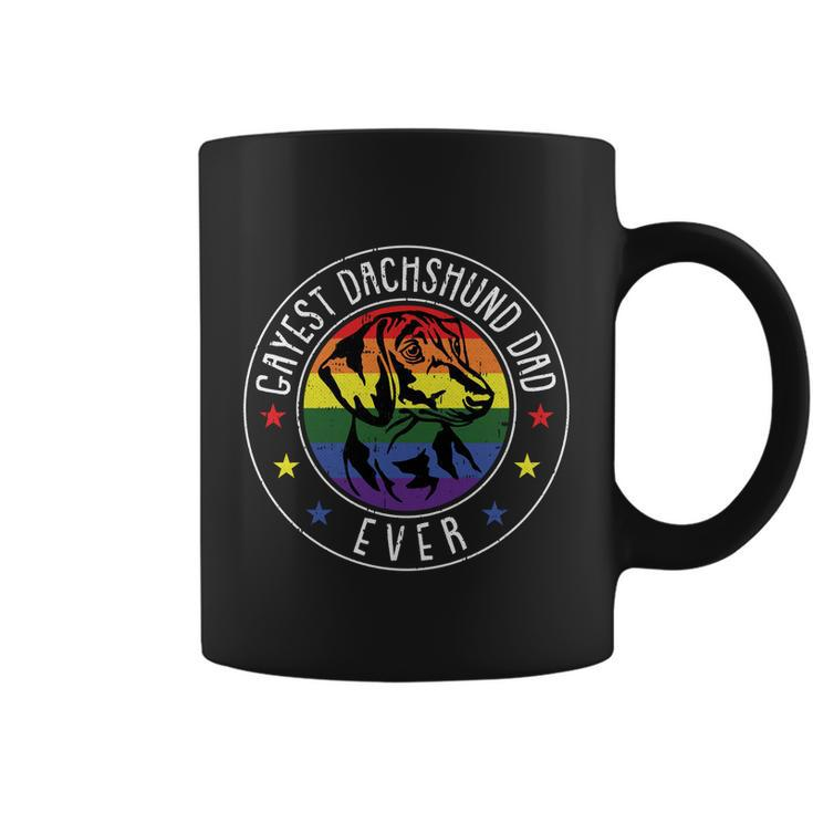 Dachshund Dad Lgbtgreat Giftq Gay Pride Flag Doxie Dog Lover Ally Great Gift Coffee Mug