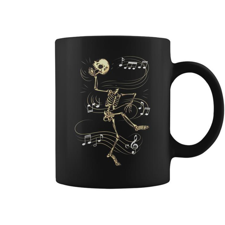 Dancing Skeleton Music Notes Skull Halloween Dance Of Death  Coffee Mug