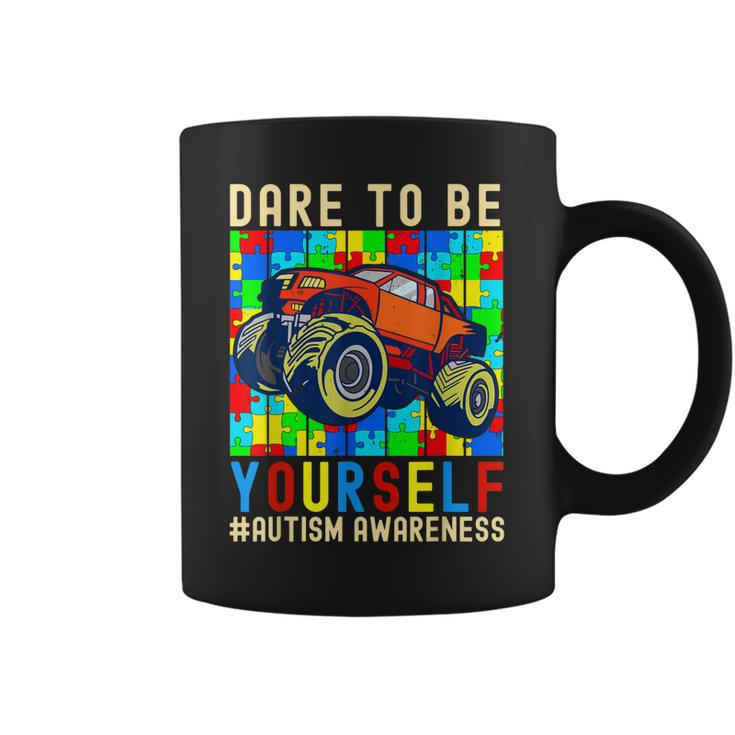 Dare To Be Yourself Autism Awareness Monster Truck Boys Kids  Coffee Mug