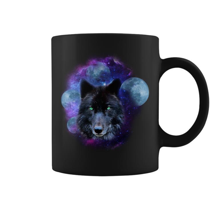 Dark Moon Wolf Galaxy Coffee Mug